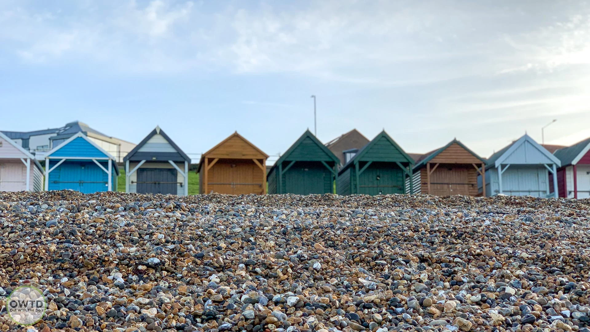 View of the beach huts on Hampton Beach